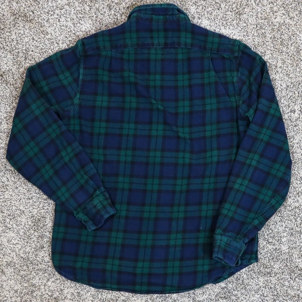 J.‎ Crew Classic Double Brushed Midweight Flannel Shirt Blue Green Plaid Size S